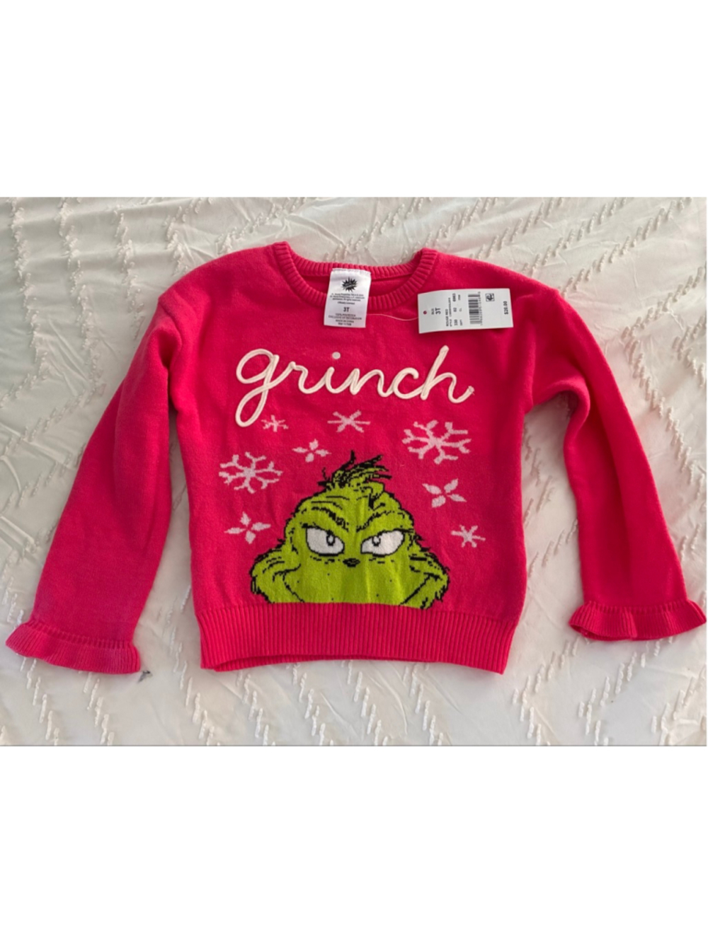 Girls The Grinch hot Pink Sweater 3T
